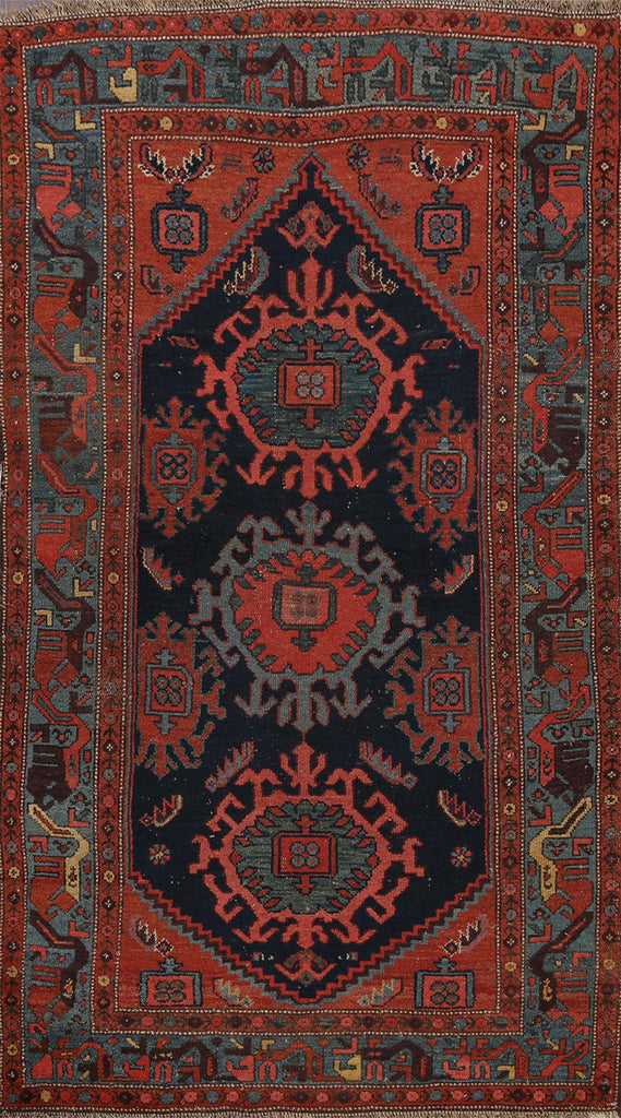 Vegetable Dye Antique Bidjar Halvaei Persian Area Rug 4x6