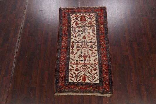 Pre-1900 Antique Vegetable Dye Bidjar Halvaei Persian Area Rug 4x7