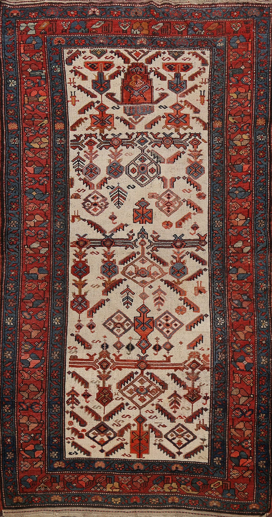 Pre-1900 Antique Vegetable Dye Bidjar Halvaei Persian Area Rug 4x7