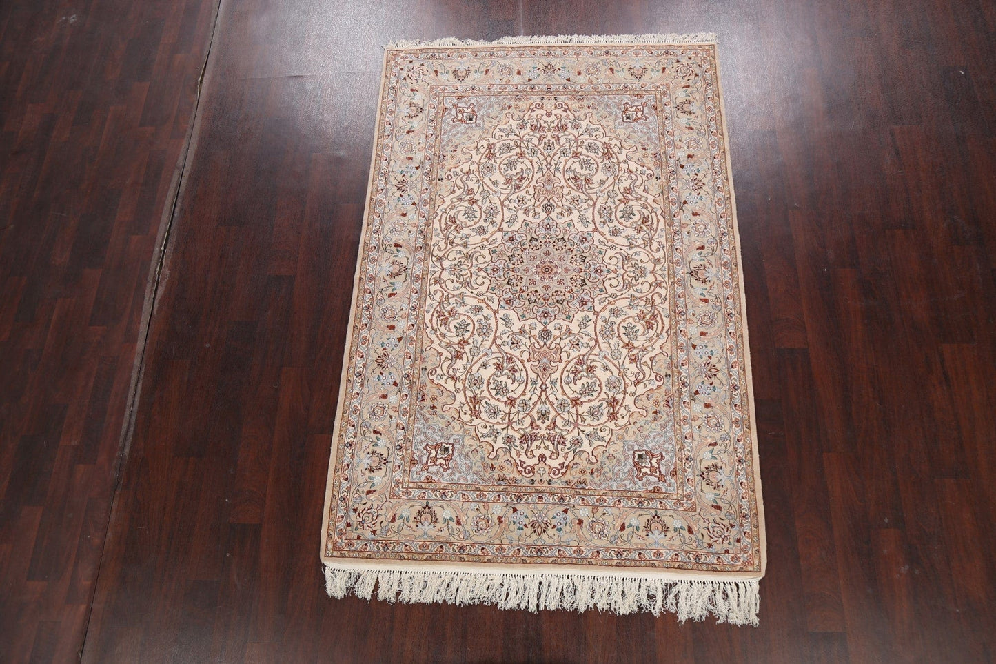 Vegetable Dye Wool/ Silk Floral Isfahan Persian Area Rug 5x8