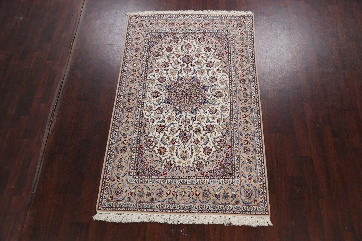 Vegetable Dye Wool/ Silk Floral Isfahan Persian Area Rug 5x8