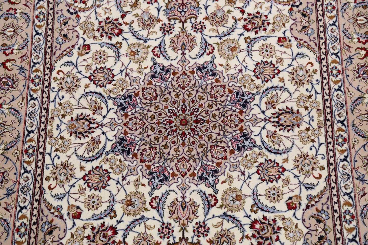 Vegetable Dye Wool/ Silk Floral Isfahan Persian Area Rug 5x8