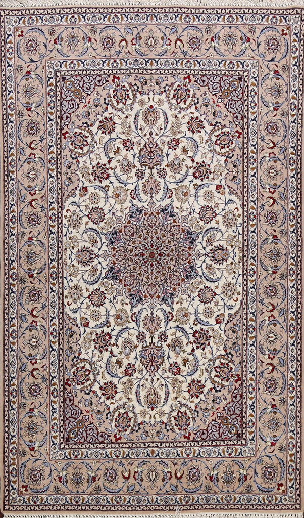 Vegetable Dye Wool/ Silk Floral Isfahan Persian Area Rug 5x8