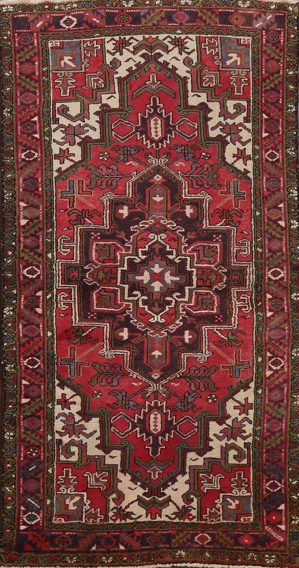 Geometric Heriz Persian Area Rug 4x7