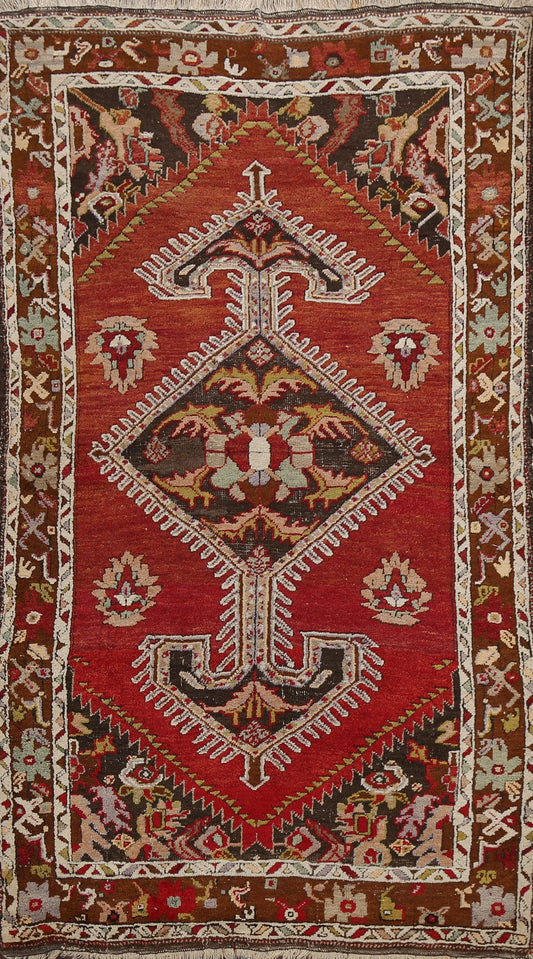 Vegetable Dye Geometric Anatolian Oriental Area Rug 4x7