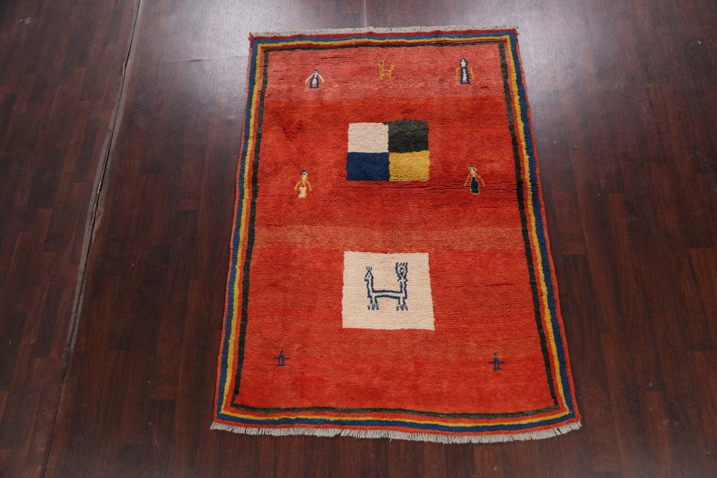 Tribal Gabbeh Persian Area Rug 5x8