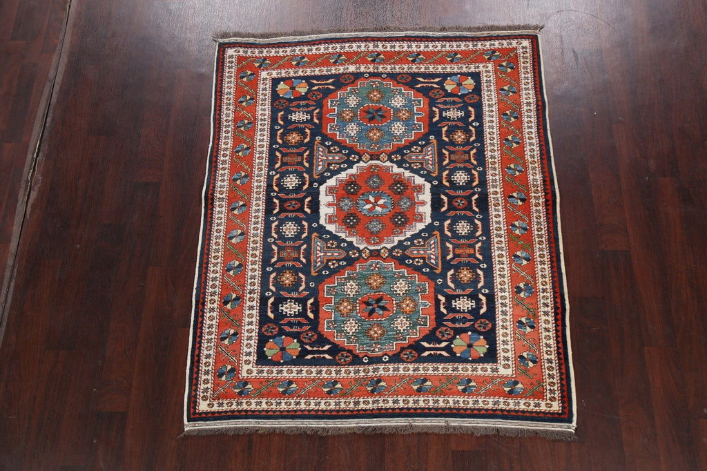 Vegetable Dye Geometric Kazak Oriental Area Rug 5x6