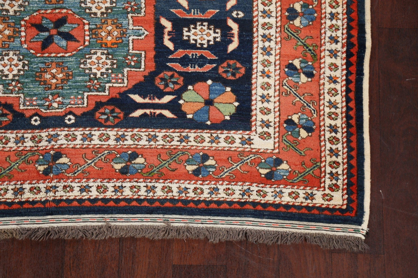 Vegetable Dye Geometric Kazak Oriental Area Rug 5x6