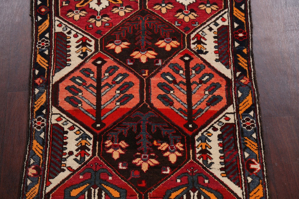 Vegetable Dye Geometric Bakhtiari Persian Runner Rug 3x9