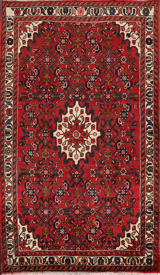 Geometric Hamedan Persian Area Rug 4x6