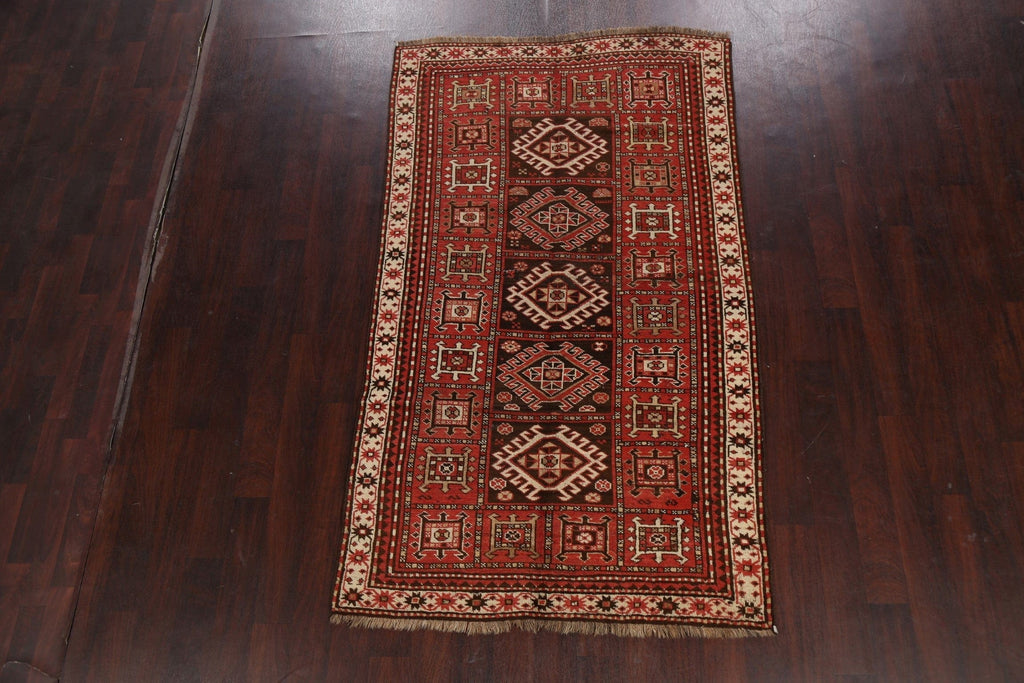 Vegetable Dye Geometric Kazak Oriental Area Rug 5x8