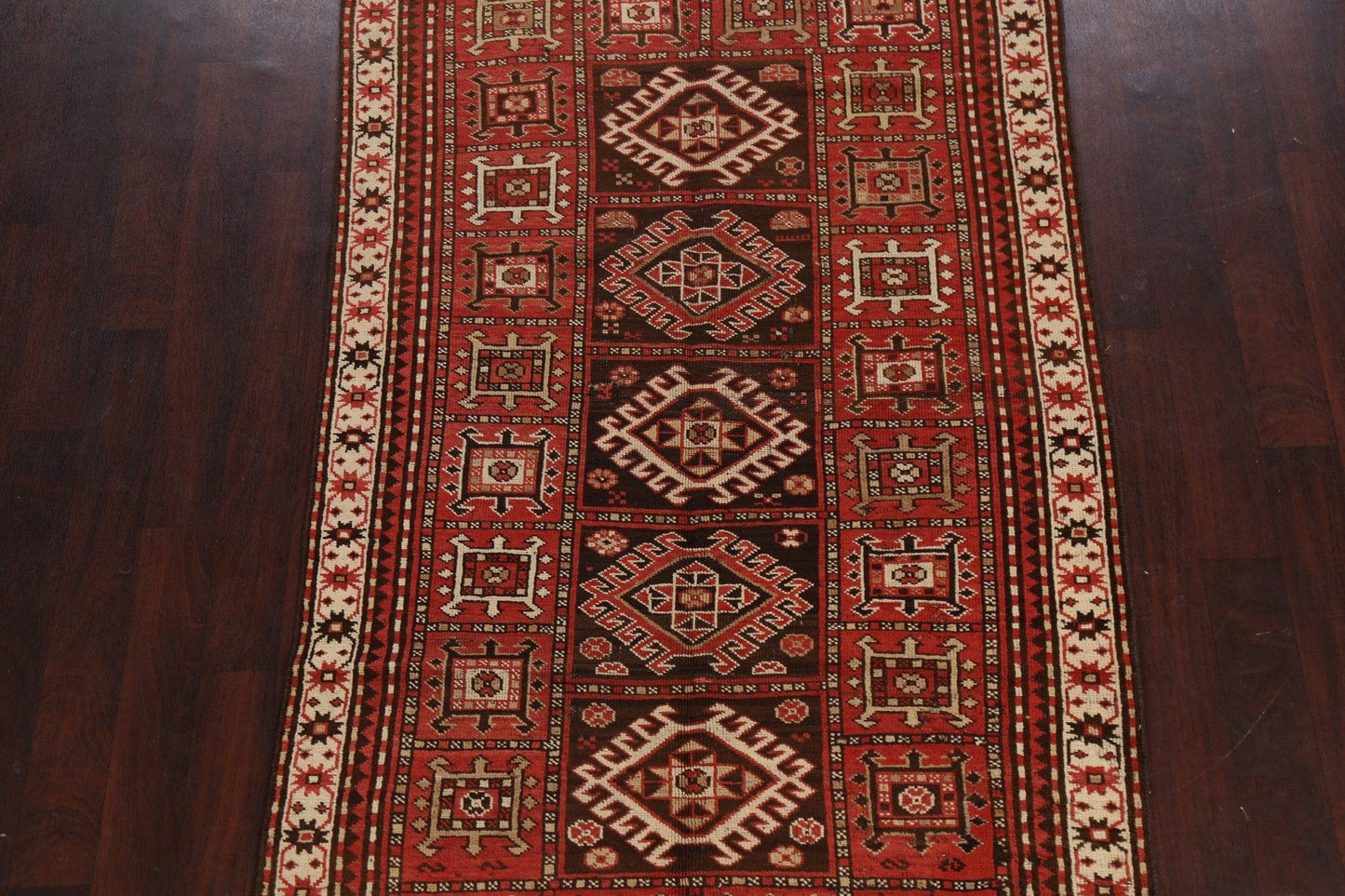 Vegetable Dye Geometric Kazak Oriental Area Rug 5x8