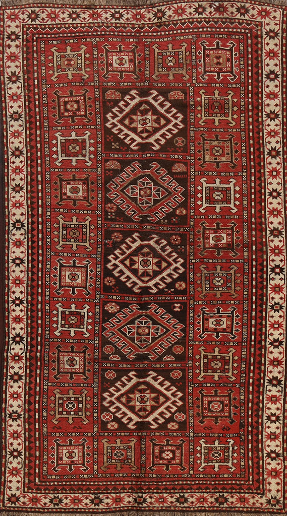 Vegetable Dye Geometric Kazak Oriental Area Rug 5x8