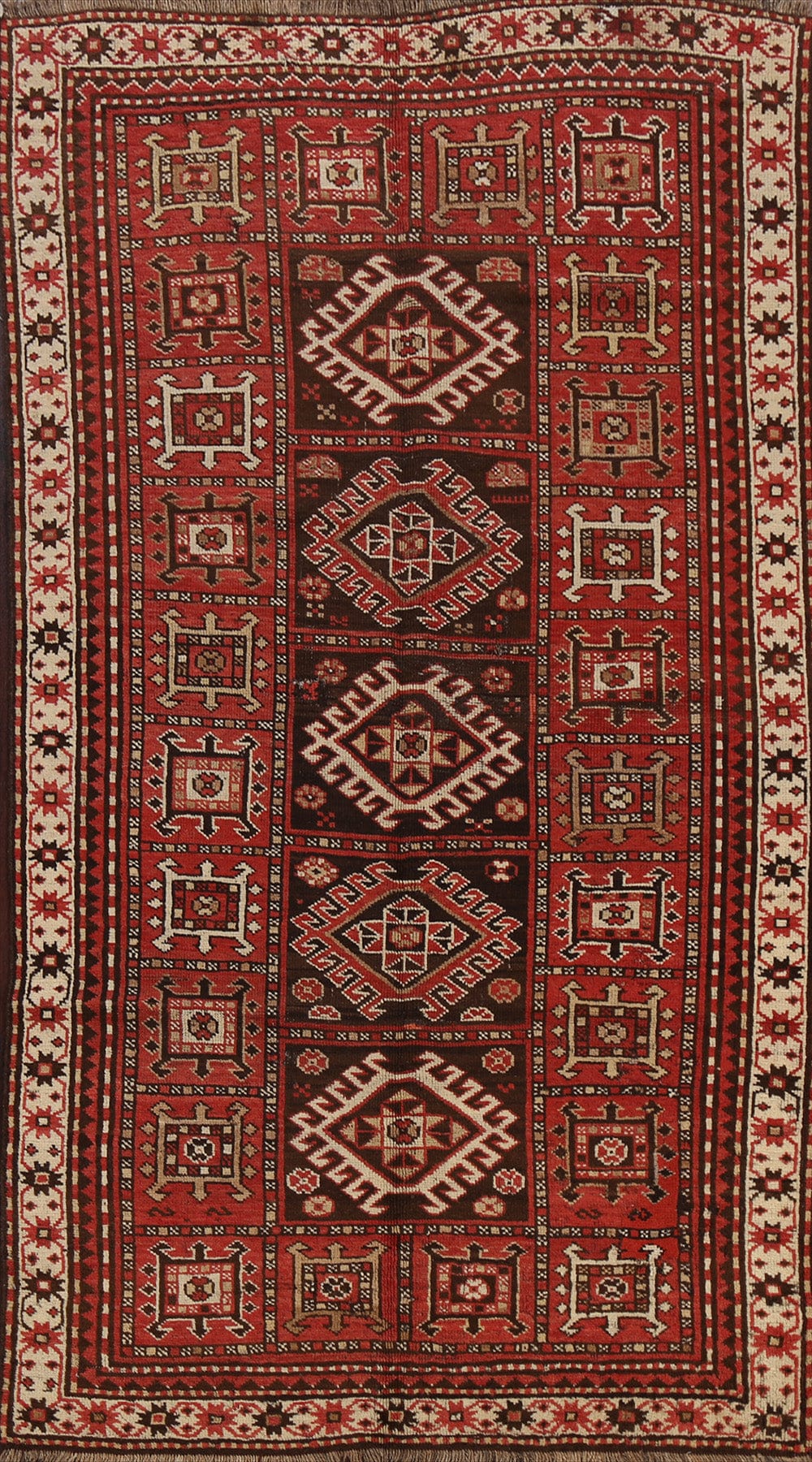 Vegetable Dye Geometric Kazak Oriental Area Rug 5x8