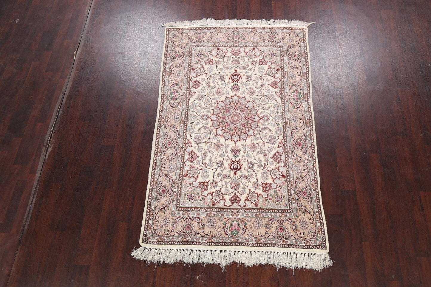 Vegetable Dye Wool/ Silk Floral Isfahan Persian Area Rug 5x7