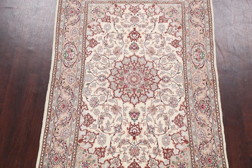 Vegetable Dye Wool/ Silk Floral Isfahan Persian Area Rug 5x7