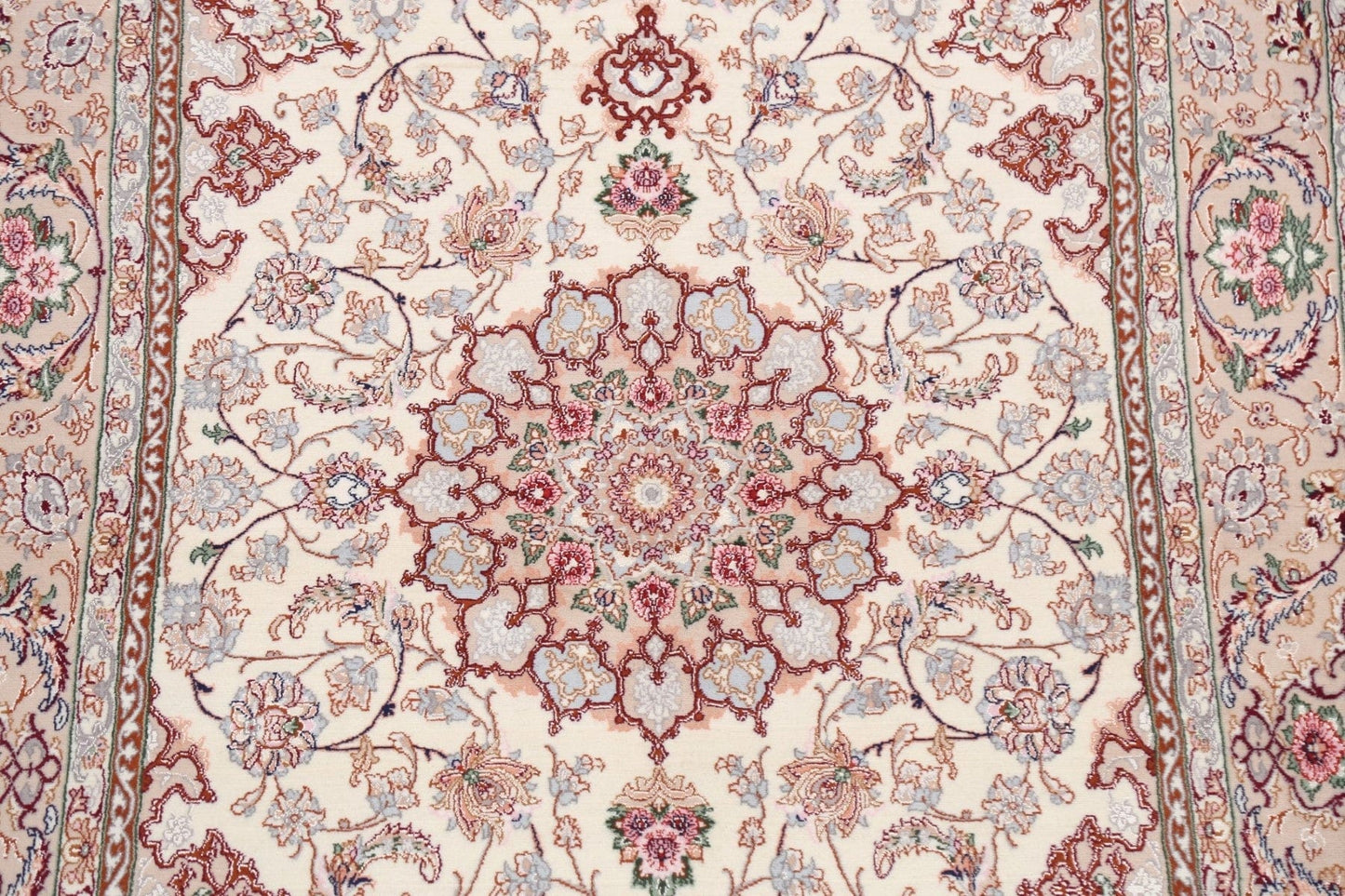 Vegetable Dye Wool/ Silk Floral Isfahan Persian Area Rug 5x7