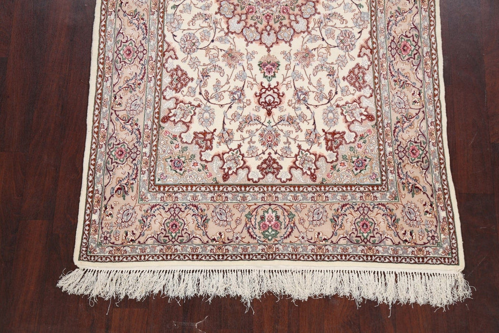 Vegetable Dye Wool/ Silk Floral Isfahan Persian Area Rug 5x7