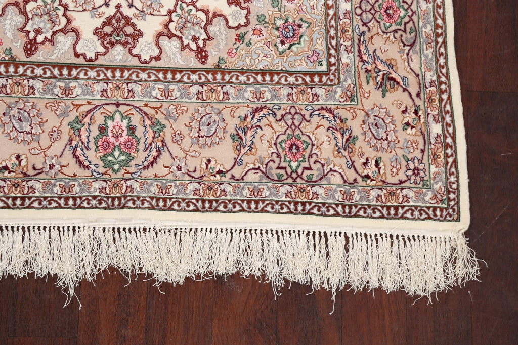 Vegetable Dye Wool/ Silk Floral Isfahan Persian Area Rug 5x7