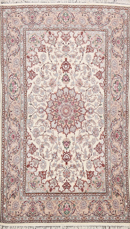 Vegetable Dye Wool/ Silk Floral Isfahan Persian Area Rug 5x7