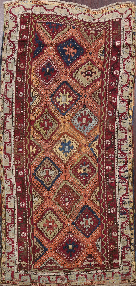 Pre-1900 Antique Vegetable Dye Oushak Oriental Area Rug 4x8