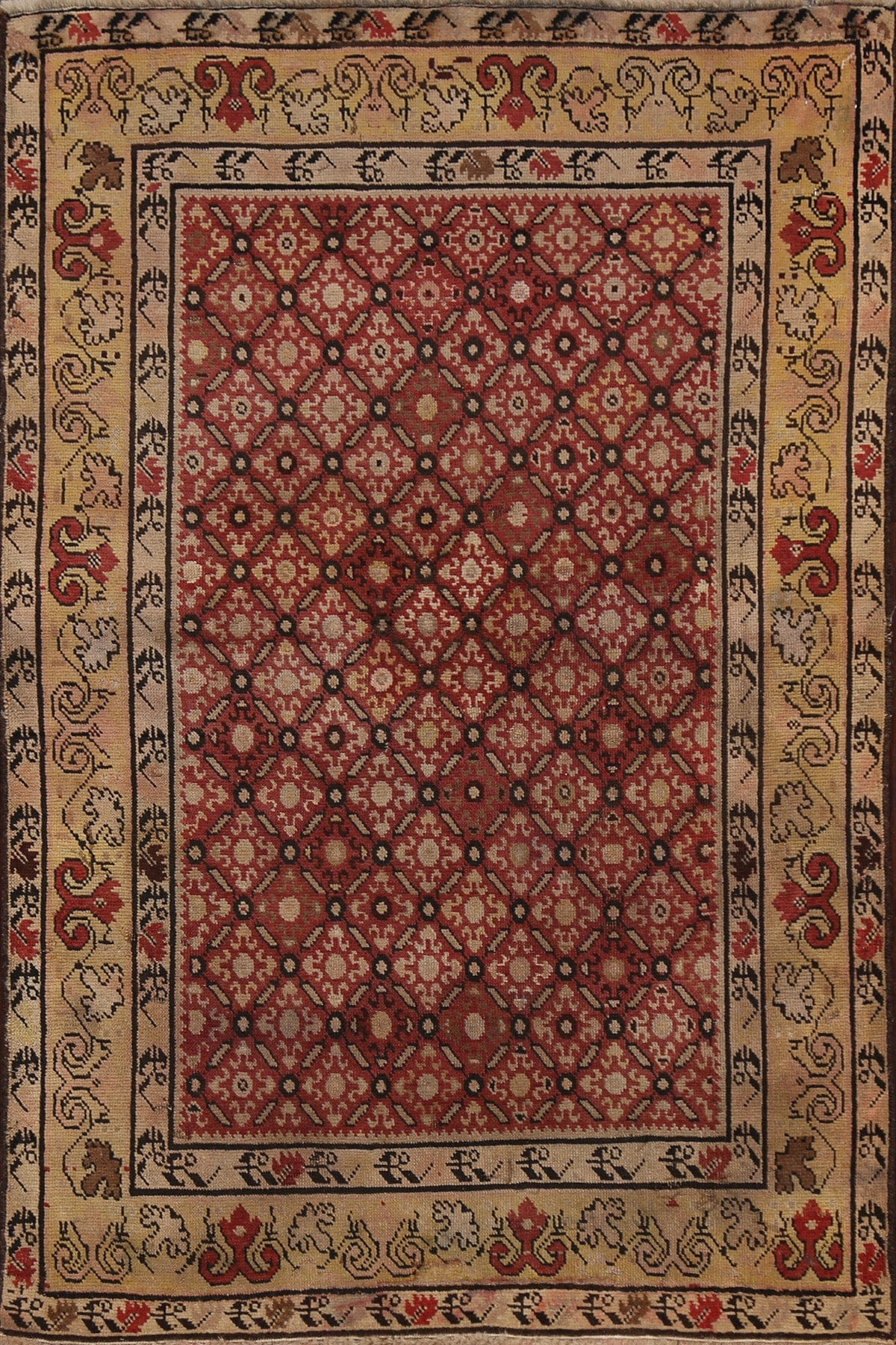 Pre-1900 Antique Vegetable Dye Bakhtiari Persian Area Rug 3x4