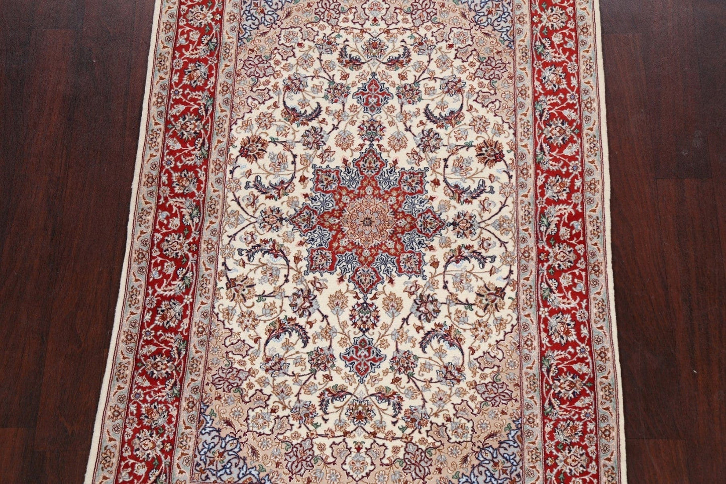 Vegetable Dye Wool/ Silk Floral Isfahan Persian Area Rug 4x6