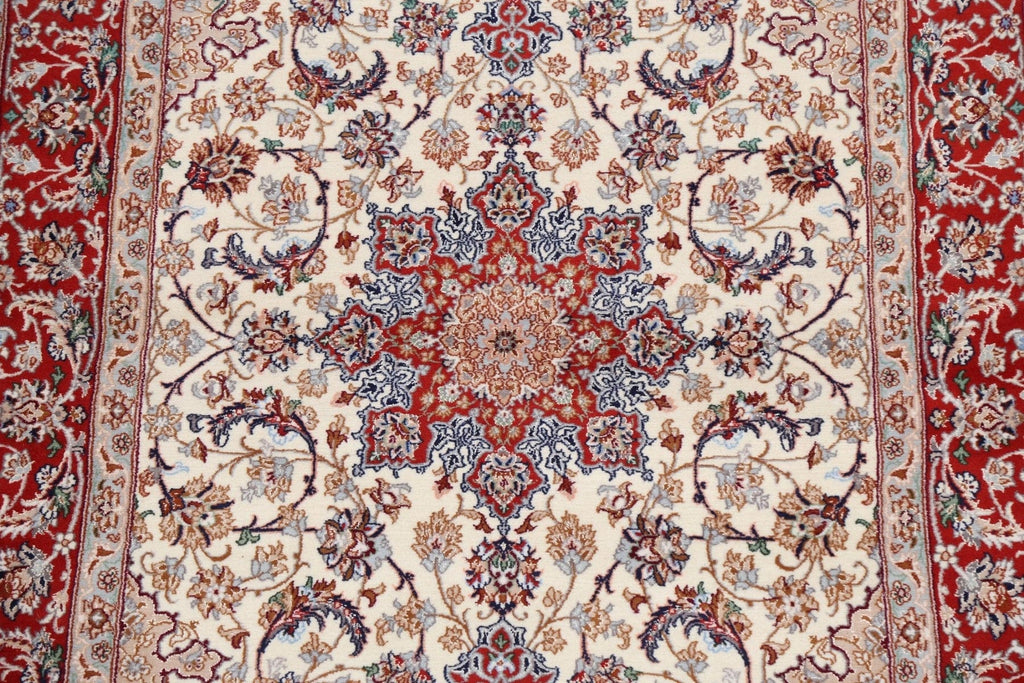 Vegetable Dye Wool/ Silk Floral Isfahan Persian Area Rug 4x6