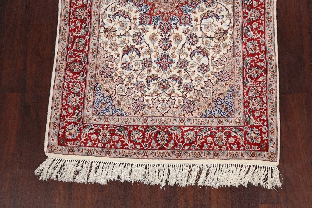 Vegetable Dye Wool/ Silk Floral Isfahan Persian Area Rug 4x6