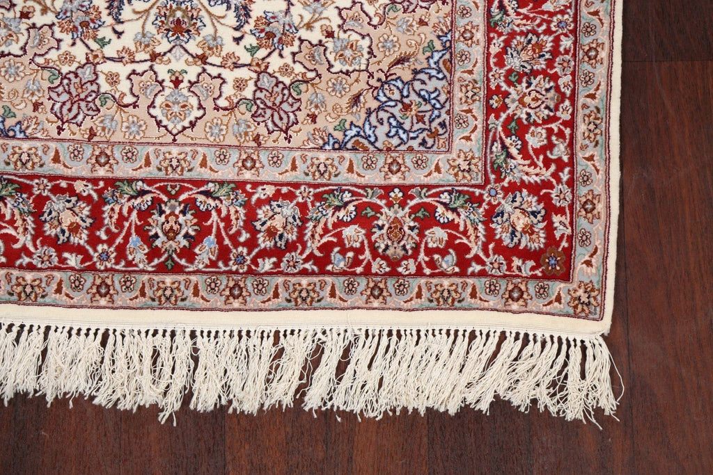 Vegetable Dye Wool/ Silk Floral Isfahan Persian Area Rug 4x6