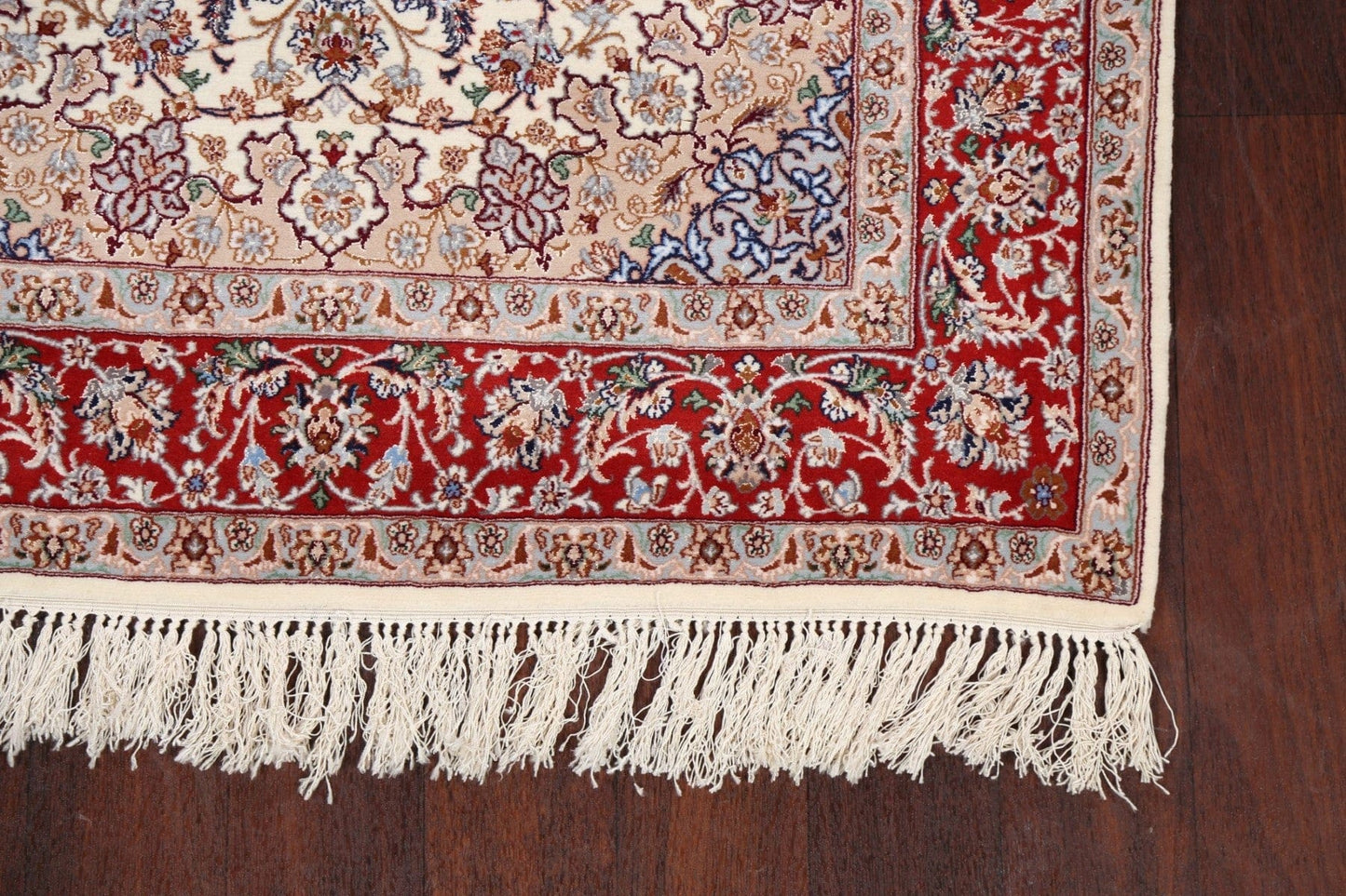 Vegetable Dye Wool/ Silk Floral Isfahan Persian Area Rug 4x6