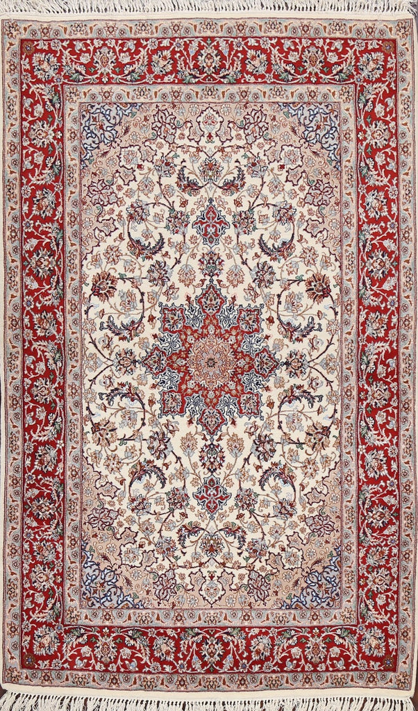 Vegetable Dye Wool/ Silk Floral Isfahan Persian Area Rug 4x6