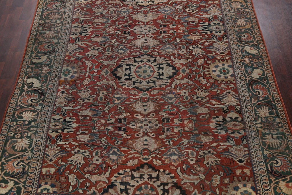 Pre-1900 Antique Vegetable Dye Sarouk Persian Area Rug 10x12