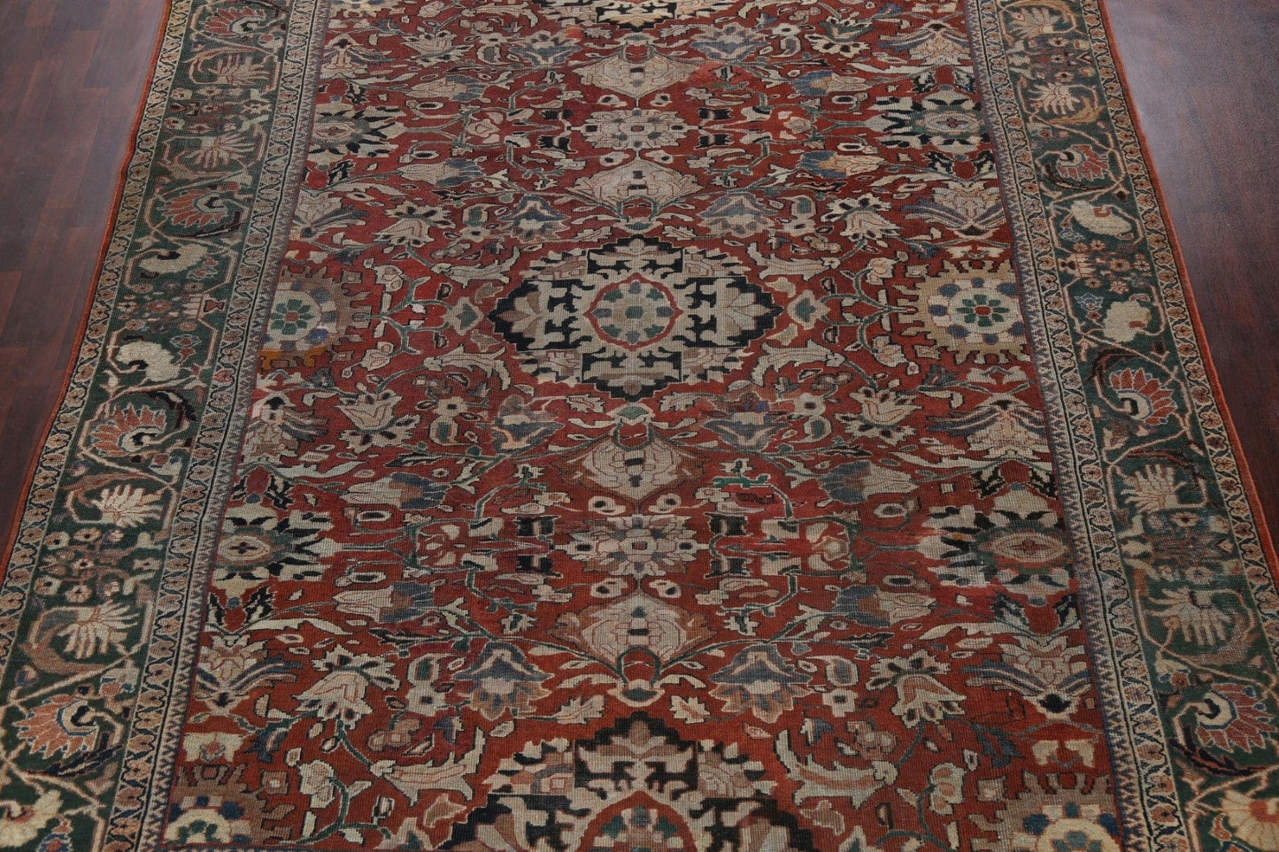 Pre-1900 Antique Vegetable Dye Sarouk Persian Area Rug 10x12