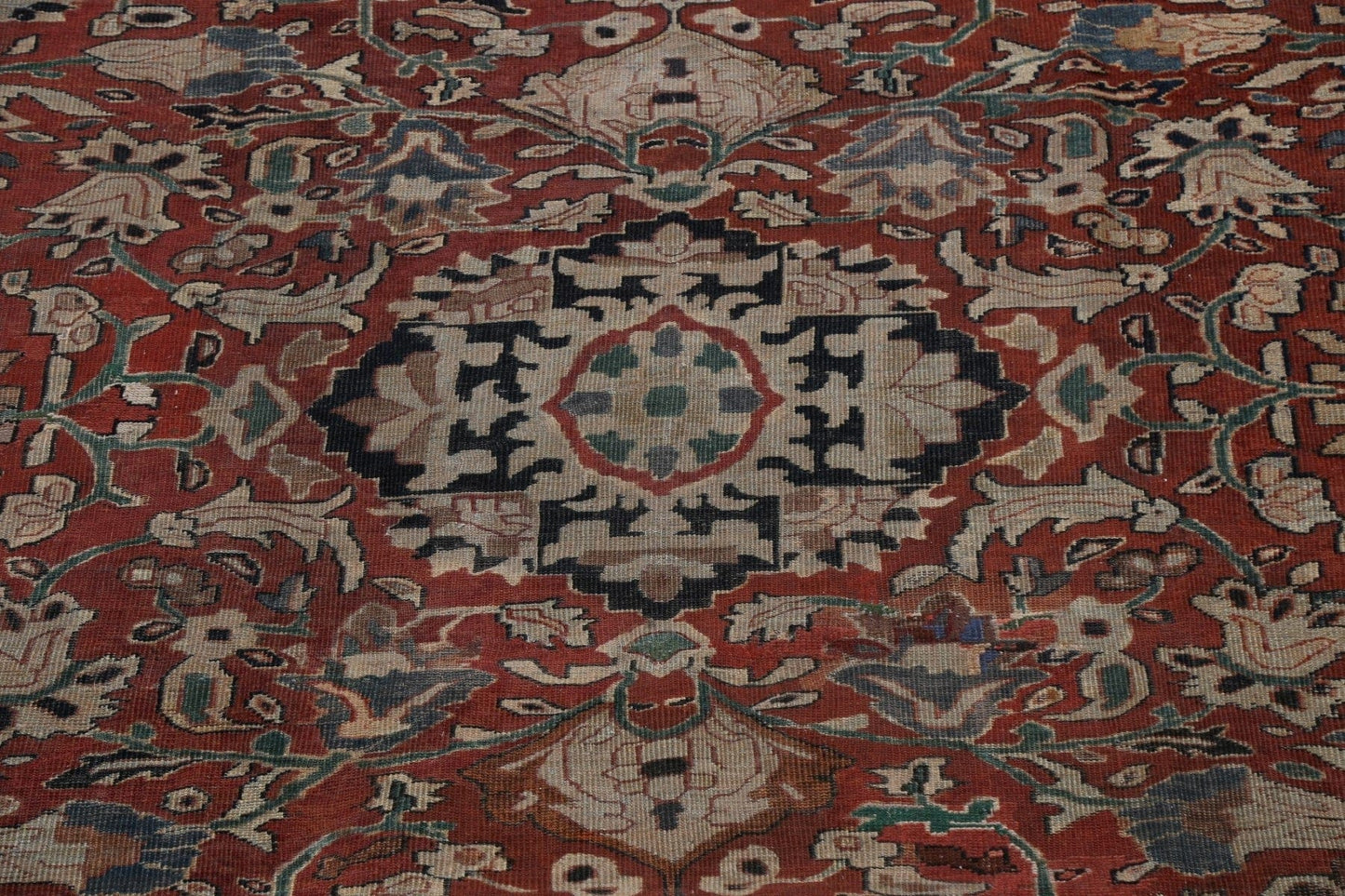 Pre-1900 Antique Vegetable Dye Sarouk Persian Area Rug 10x12