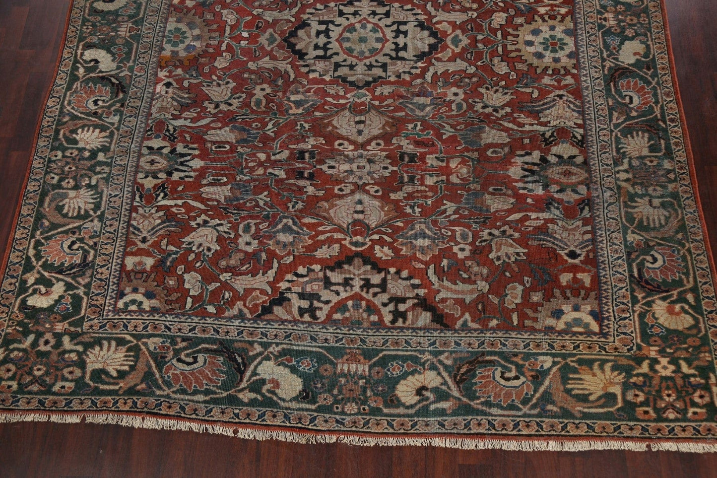 Pre-1900 Antique Vegetable Dye Sarouk Persian Area Rug 10x12