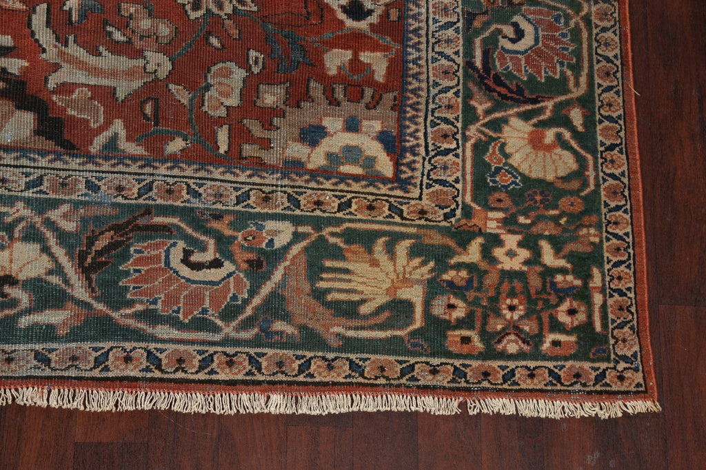 Pre-1900 Antique Vegetable Dye Sarouk Persian Area Rug 10x12