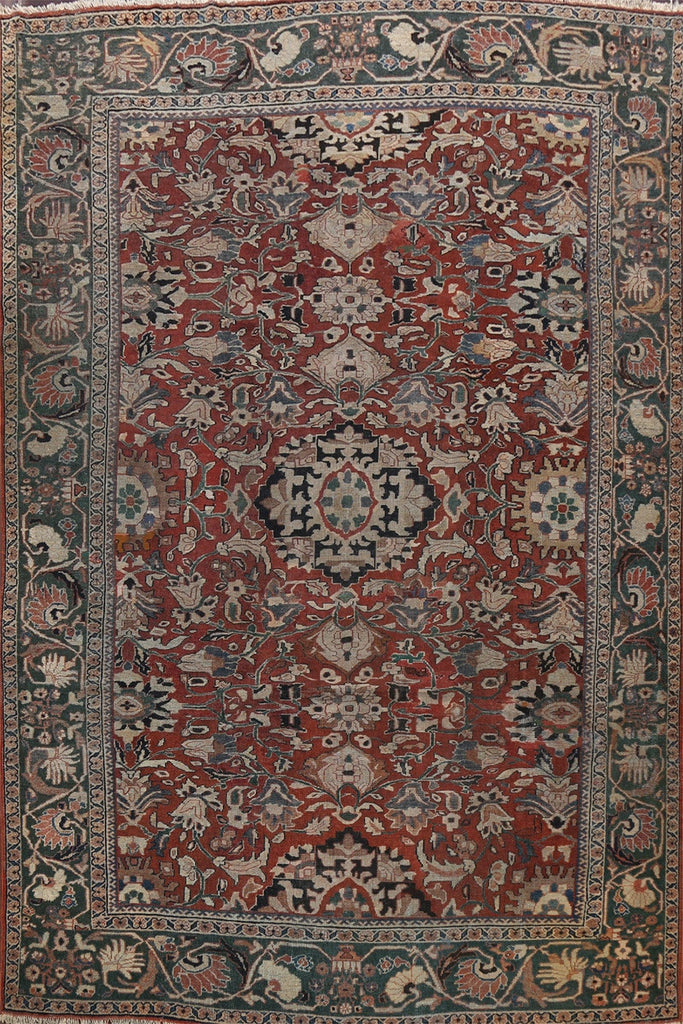 Pre-1900 Antique Vegetable Dye Sarouk Persian Area Rug 10x12