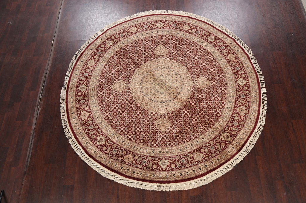 Vegetable Dye Wool/ Silk Floral Tabriz Oriental Area Rug 8x8 Round