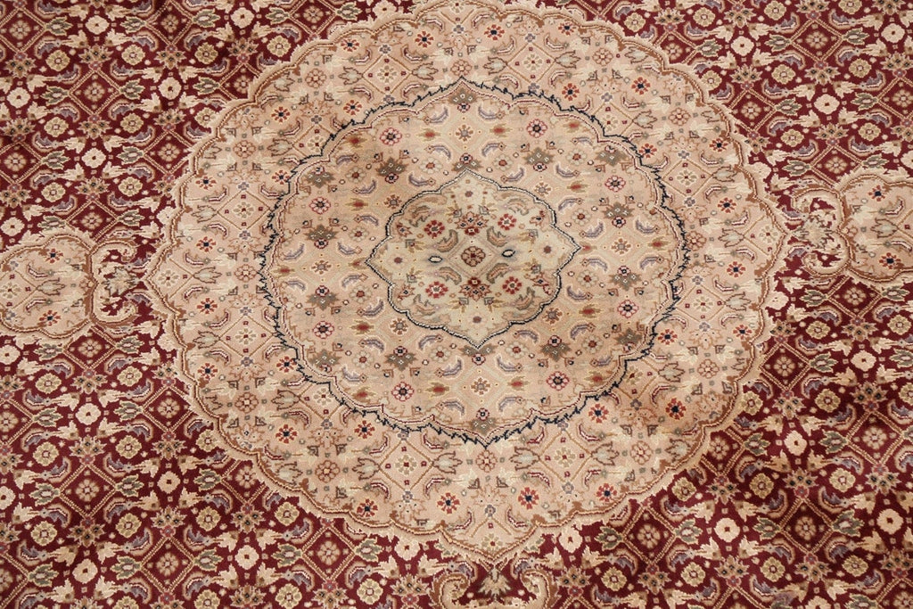 Vegetable Dye Wool/ Silk Floral Tabriz Oriental Area Rug 8x8 Round