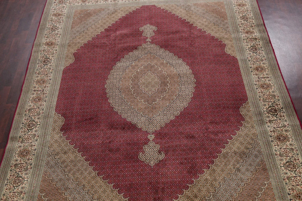 Vegetable Dye Wool/ Silk Tabriz Mahi Persian Area Rug 10x13