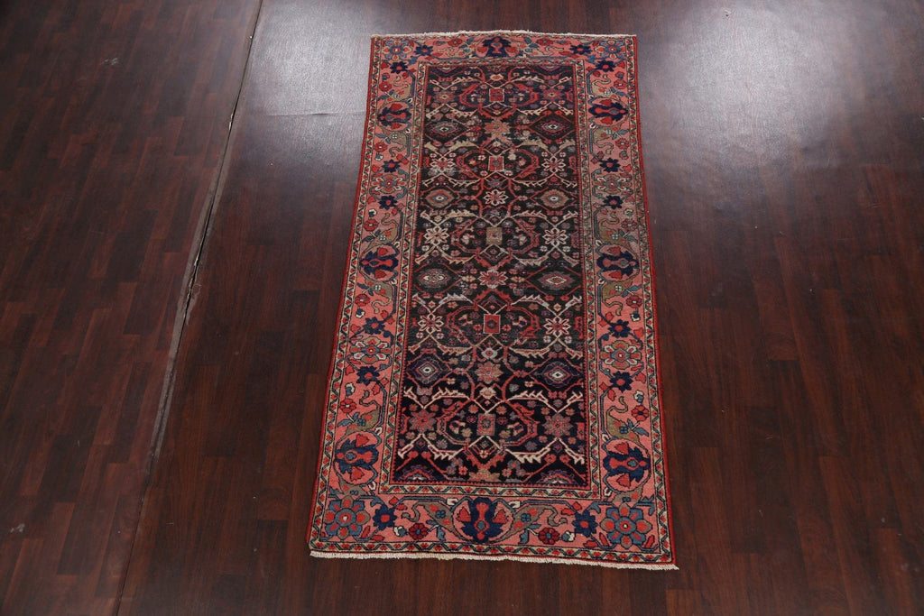 Pre-1900 Antique Vegetable Dye Sarouk Persian Runner Rug 4x9