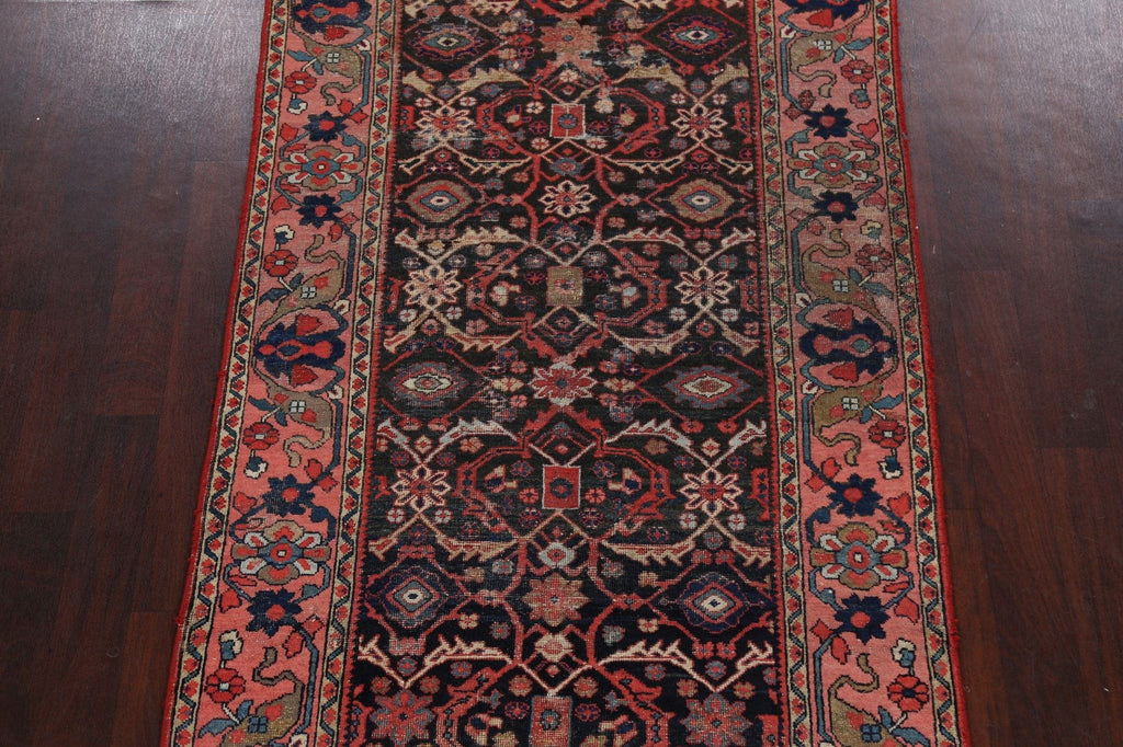 Pre-1900 Antique Vegetable Dye Sarouk Persian Runner Rug 4x9