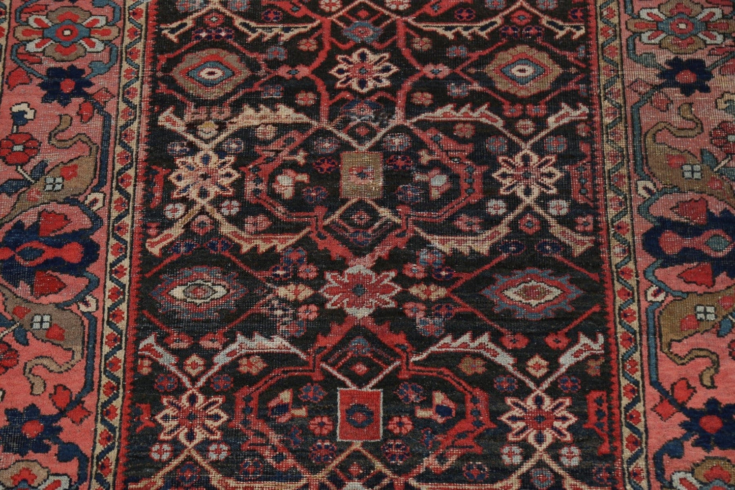 Pre-1900 Antique Vegetable Dye Sarouk Persian Runner Rug 4x9