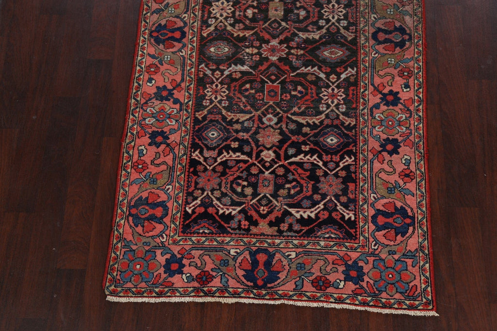 Pre-1900 Antique Vegetable Dye Sarouk Persian Runner Rug 4x9