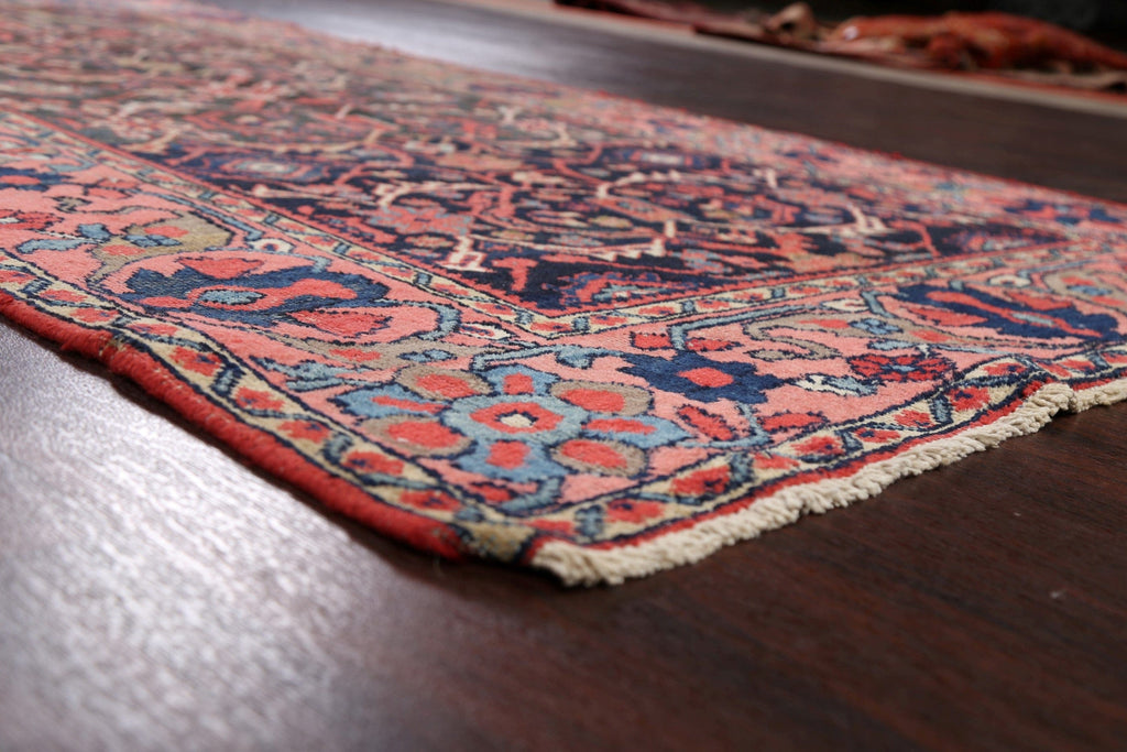 Pre-1900 Antique Vegetable Dye Sarouk Persian Runner Rug 4x9