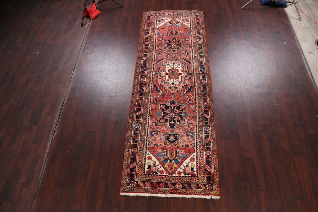 Geometric Heriz Persian Runner Rug 4x11