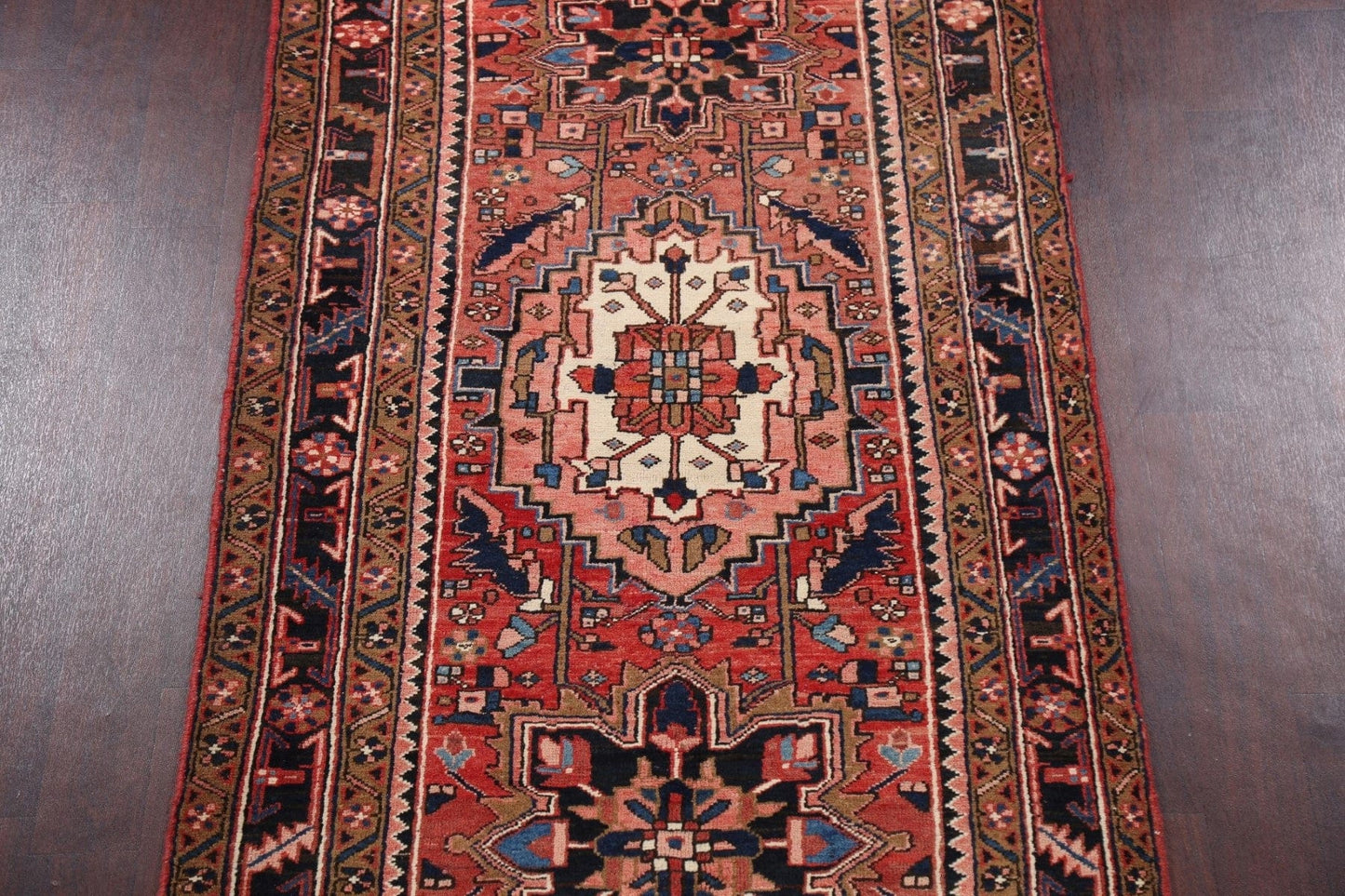 Geometric Heriz Persian Runner Rug 4x11