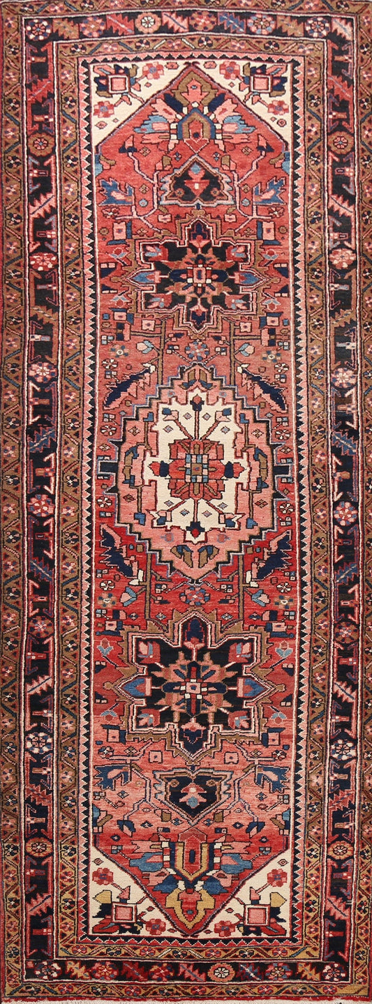 Geometric Heriz Persian Runner Rug 4x11