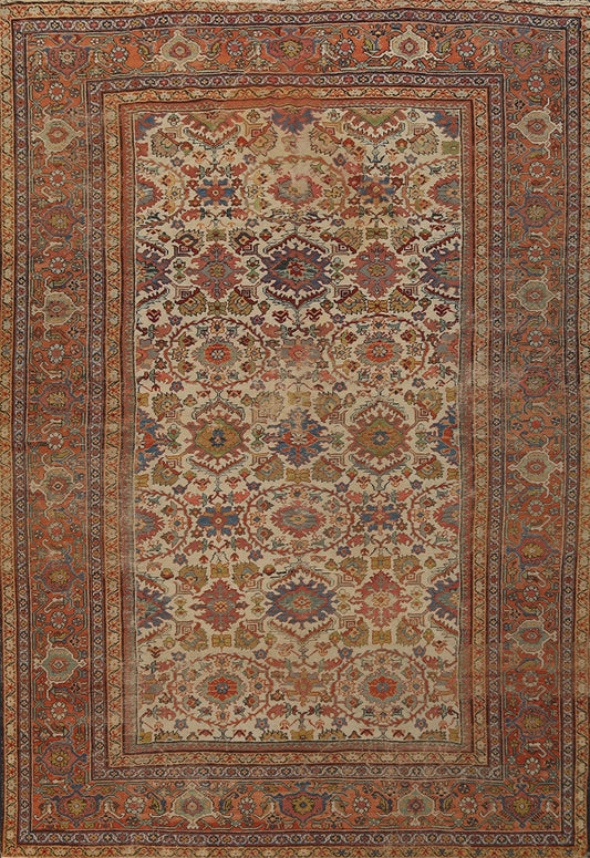 Pre-1900 Antique Vegetable Dye Sultanabad Persian Area Rug 9x12